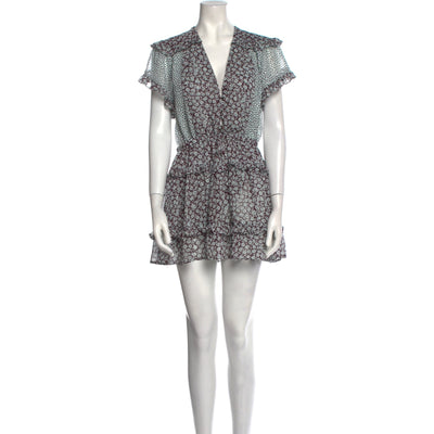 Sabina Musayev Floral Print Black Mini Dress Size M