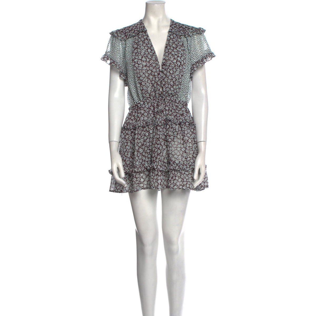Sabina Musayev Floral Print Black Mini Dress Size M
