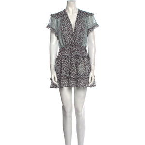 Sabina Musayev Floral Print Black Mini Dress Size M