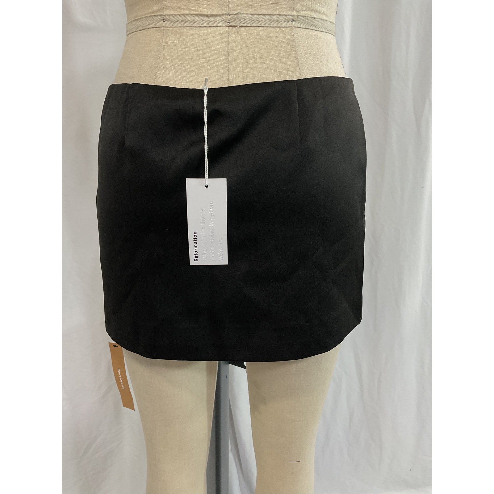 Reformation 'Carla' Black Low Waist Satin Skirt Size 0 - NWT