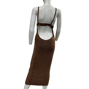 Retrofête Chic Metallic Cognac Amster Dress Size XL