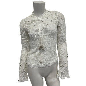 Hemant And Nandita Delicate Cream Reet Lace Blouse Size XS