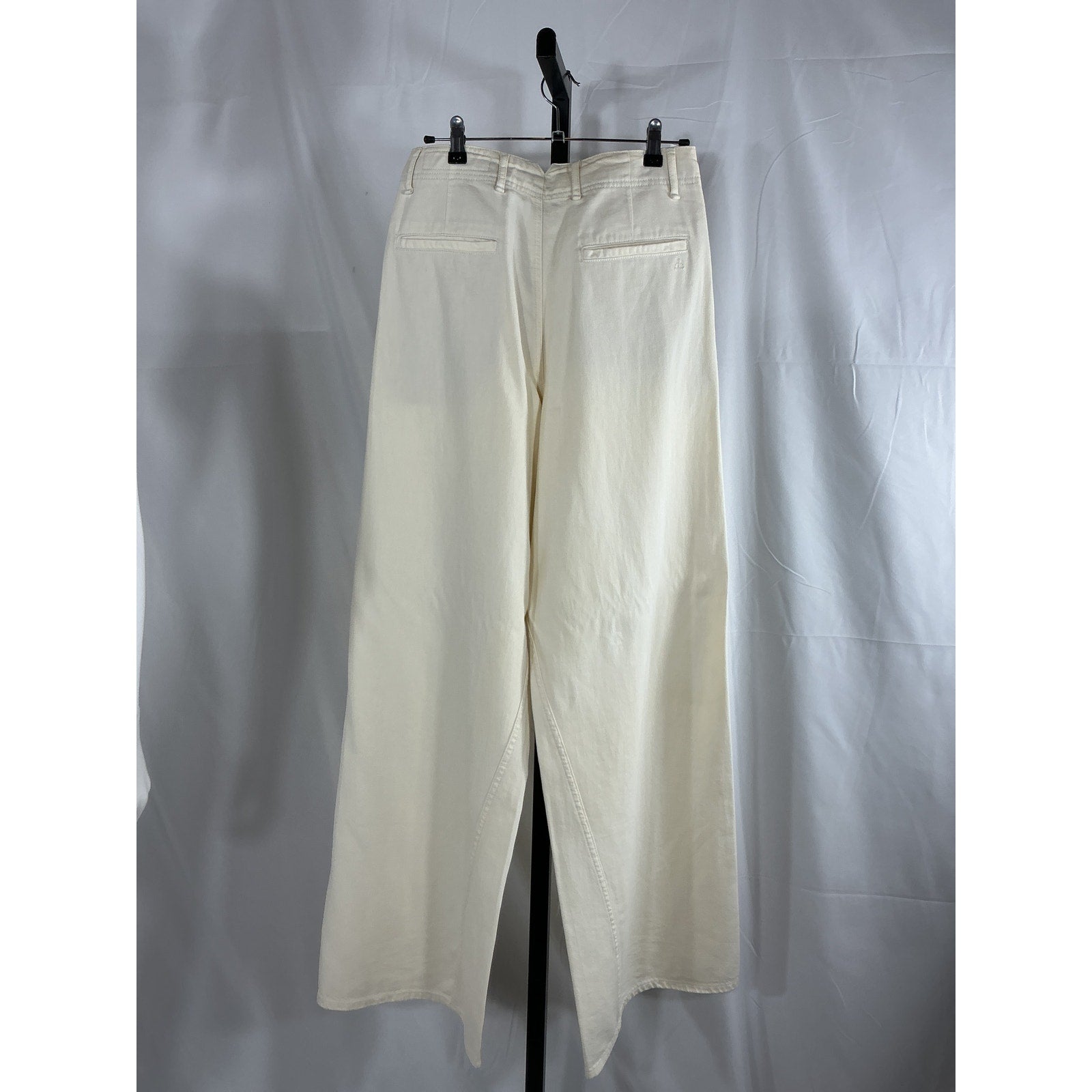 Rag & Bone Featherweight Ivory Cotton Tailored Sofie Full Length Wide Leg Size 26