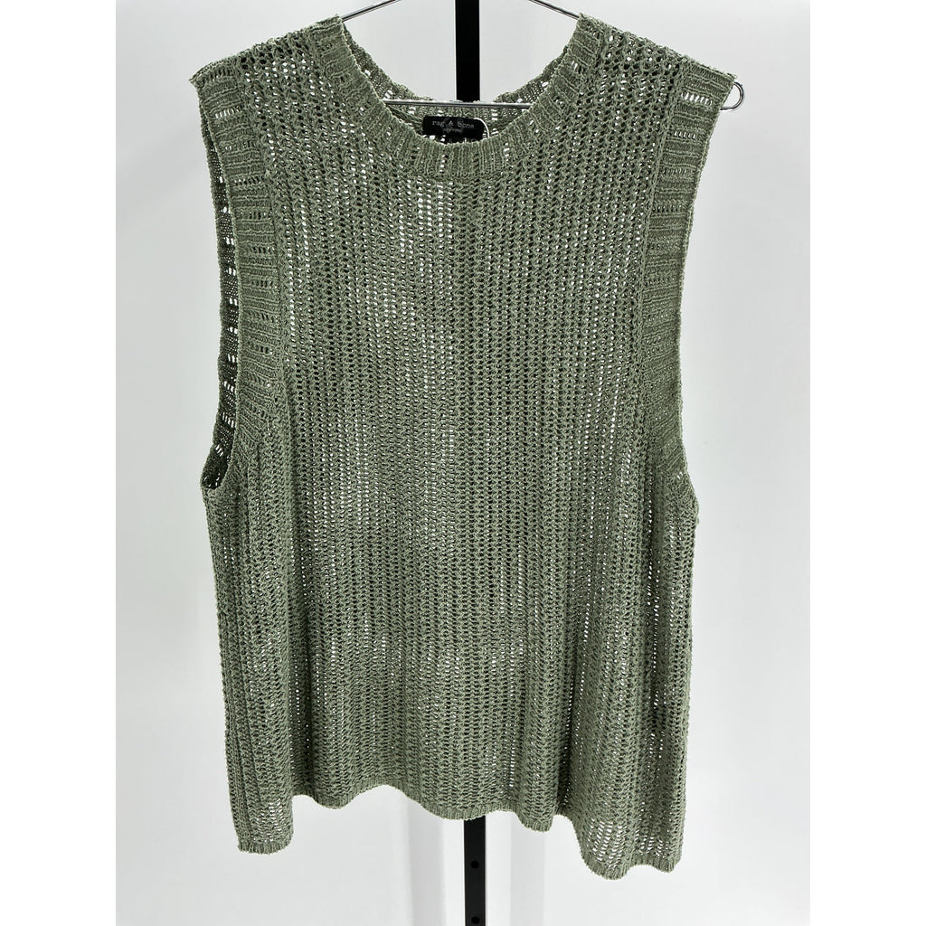 Rag & Bone 'Riley' Green Cotton Semisheer Knit Tank Top Size XL