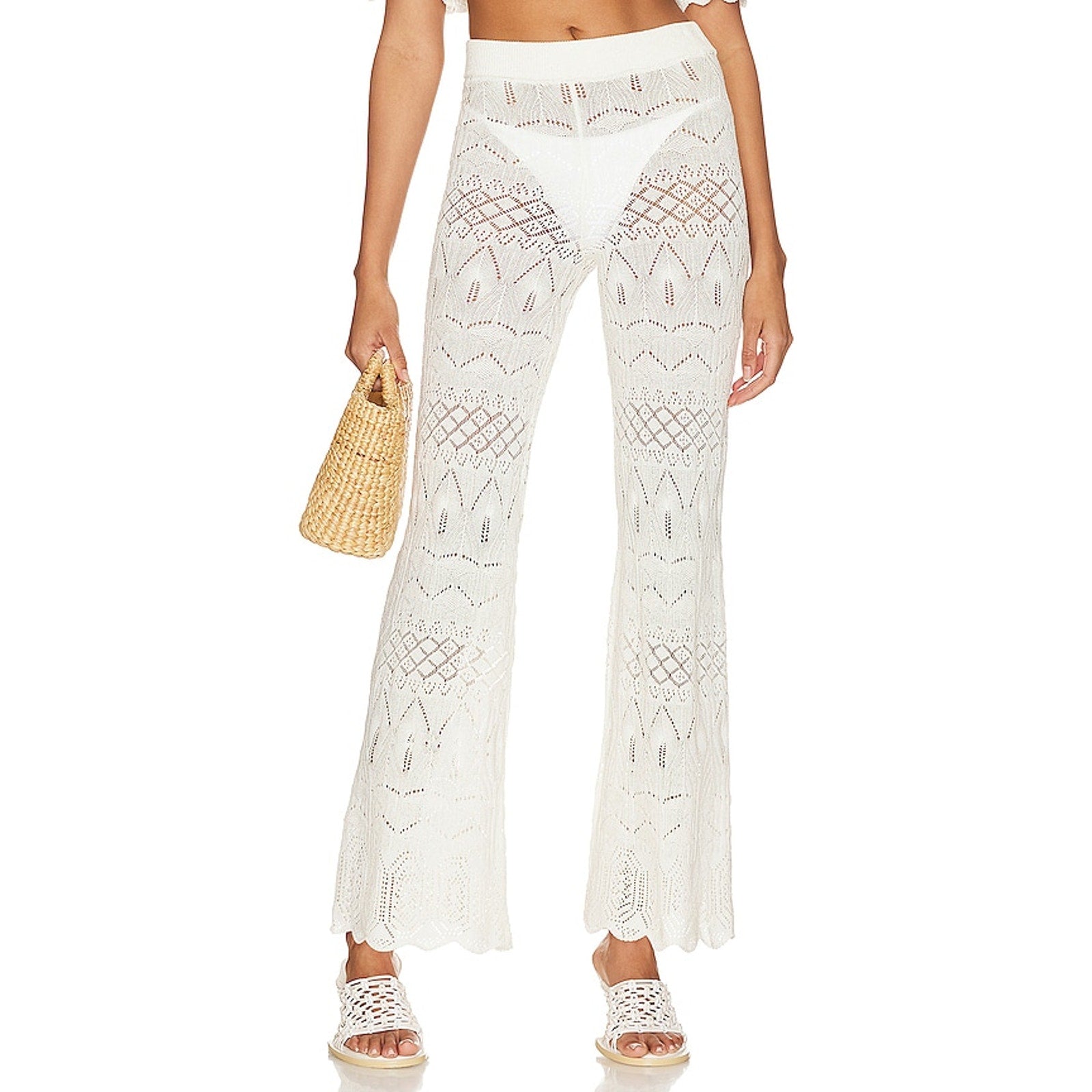 House Of Harlow 1960 X Revolve 'Mardee' White Viscose Pant Size M