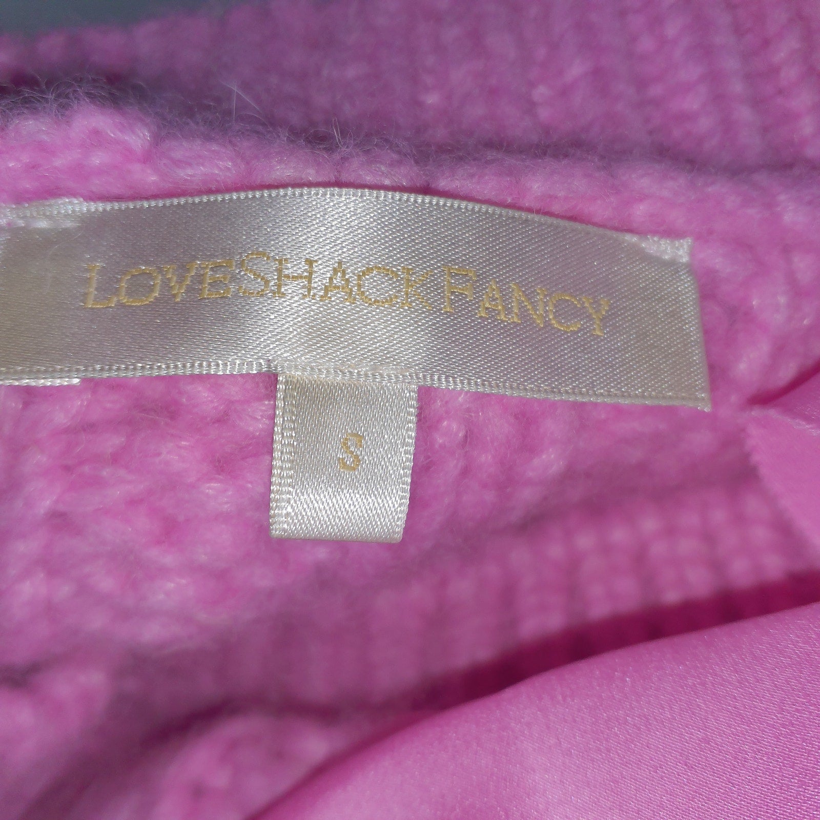 Loveshackfancy 'Parson' Pink Bow Ribbon Detail Pullover Size S
