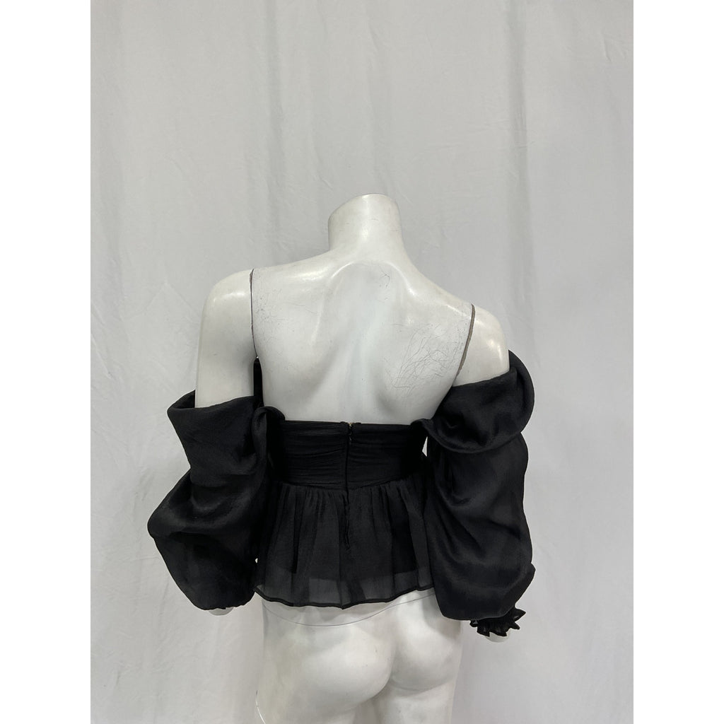 House Of Harlow 1960 'Burna' Black Nylon Blouse Size S