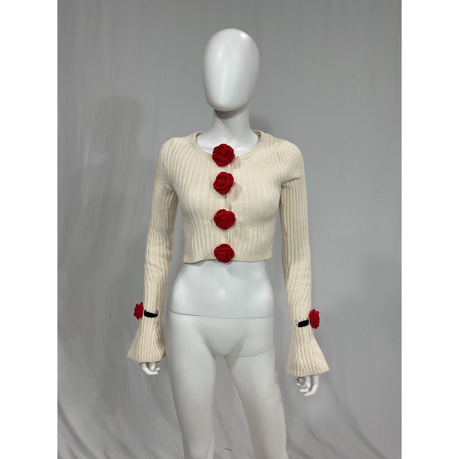 For Love & Lemons 'Roxana' White Rosette Applique Cardigan Size XS - NWT