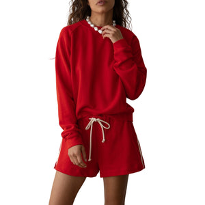 Donni. Organic Red Eco-Terry Crewneck Sweatshirt Size S