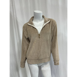 Donni. 'Terry' Tan Terrycloth Half Zip Pullover Size S