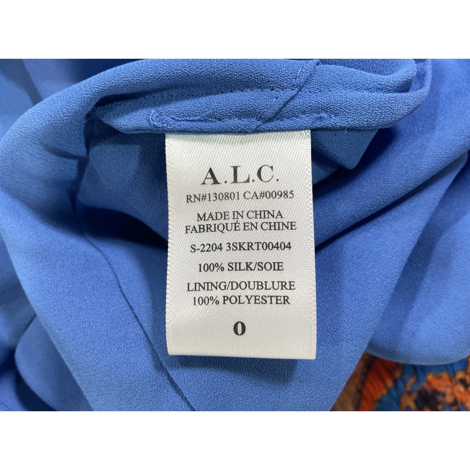 A.L.C. 'Lola' Blue Abstract Print Pattern Silk Mini Skirt Size 0