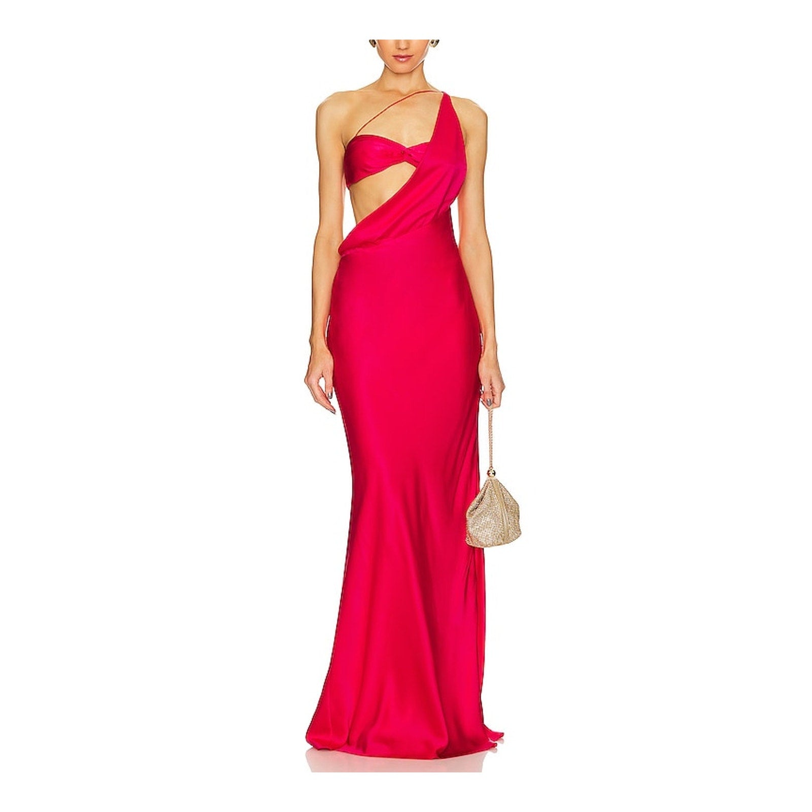 The Sei Asymmetrical Pink Silk Cowl Bias Gown Size 4