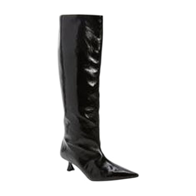 GANNI 'Slouchy' Black Leather Pointed Toe Knee High Boots Size 6