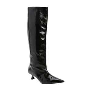 GANNI 'Slouchy' Black Leather Pointed Toe Knee High Boots Size 6