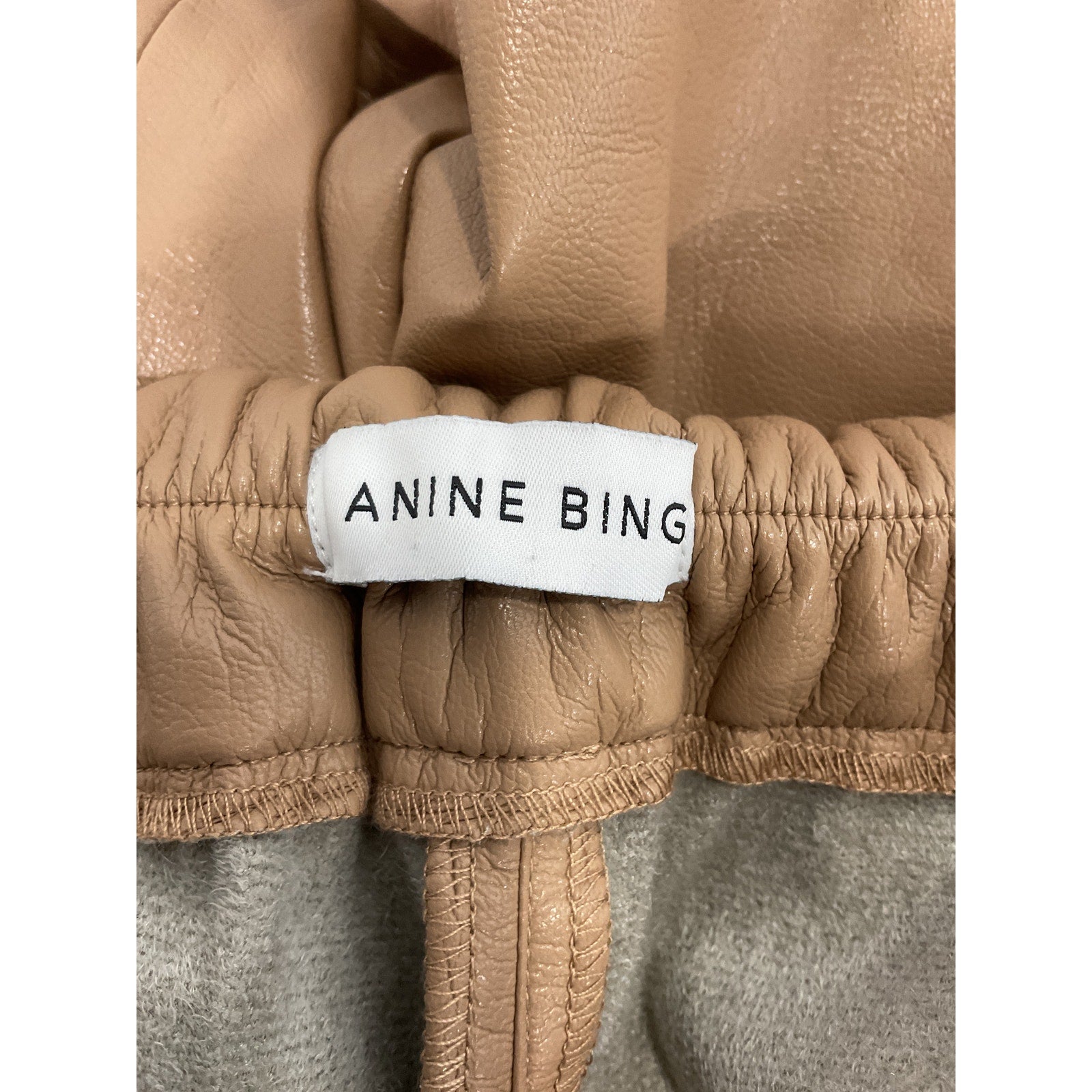 Anine Bing 'Koa' Tan Faux Leather Short Size M