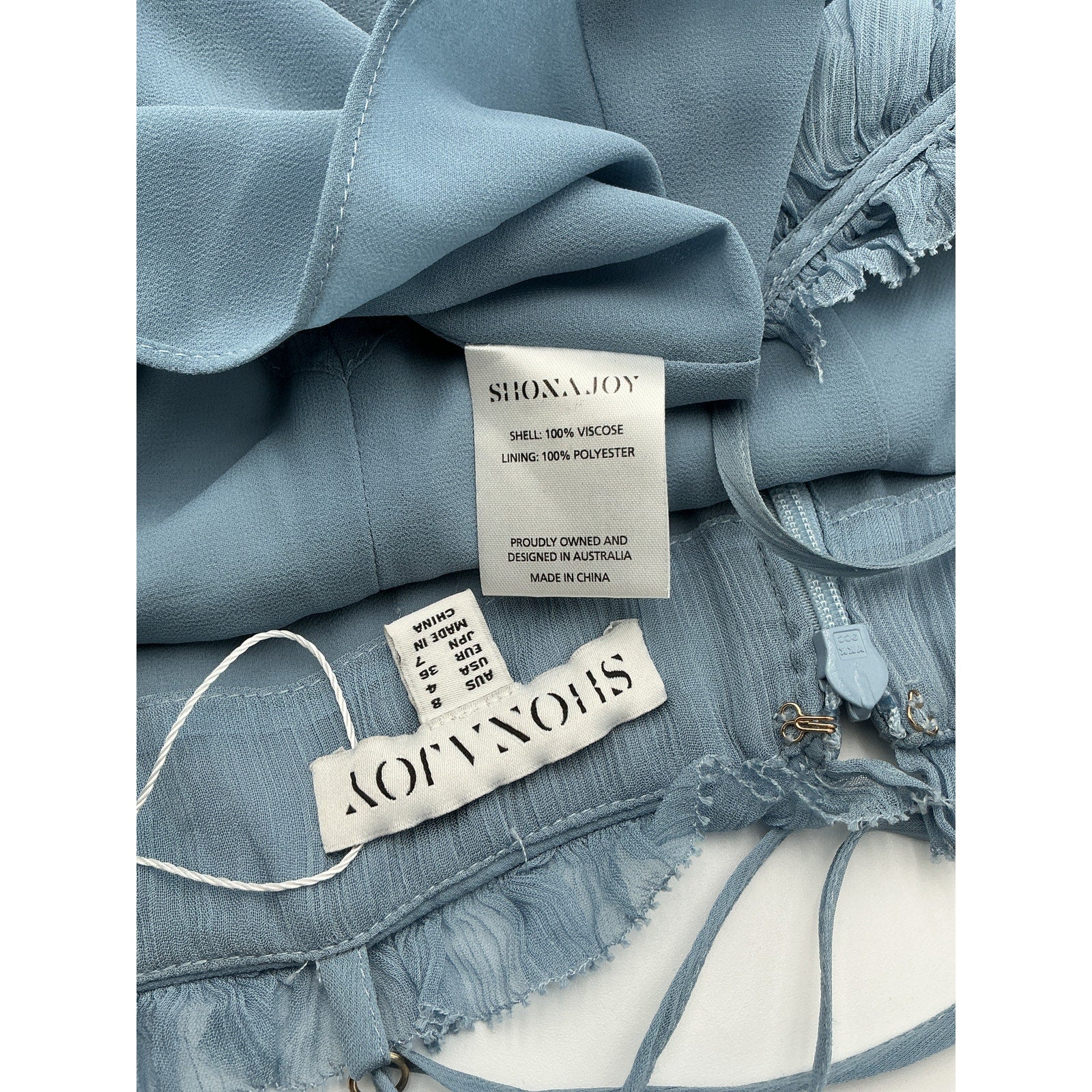 Shona Joy 'Lauren' Blue Viscose Cross Front Mini Dress Size 4