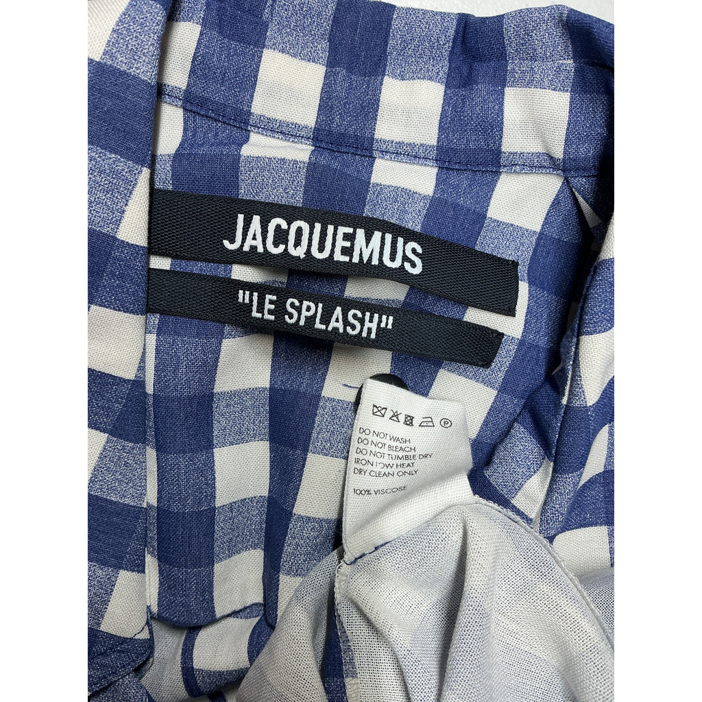 Jacquemus 'Passio' Blue Viscose Gingham Woven Shirt Size 40