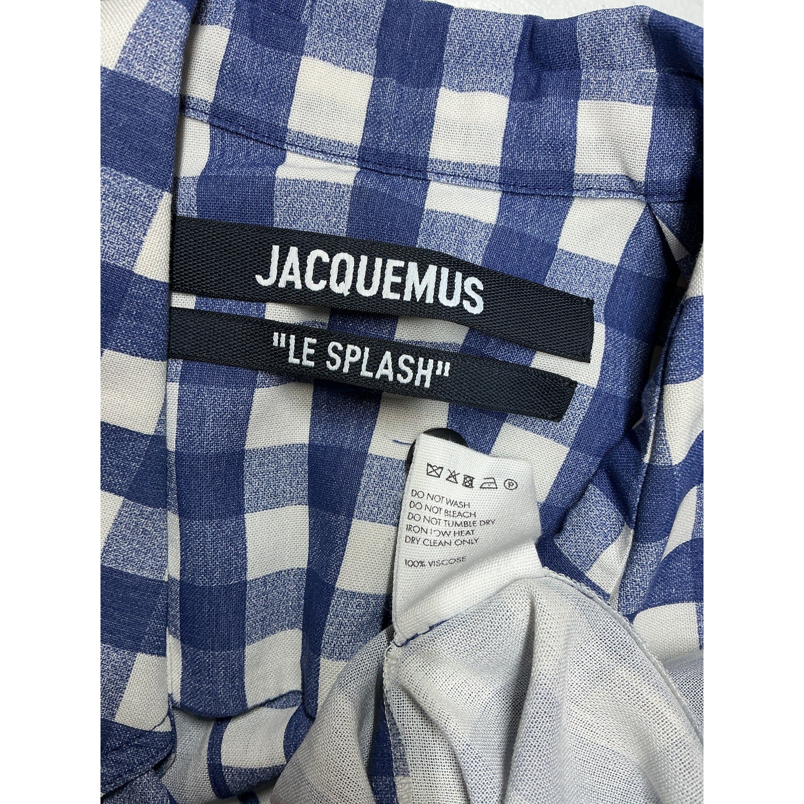 Jacquemus 'Passio' Blue Viscose Gingham Woven Shirt Size 40