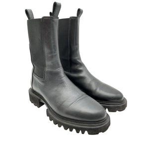 Allsaints Sleek Black Hallie Stretch Mid Calf Boots Size 8