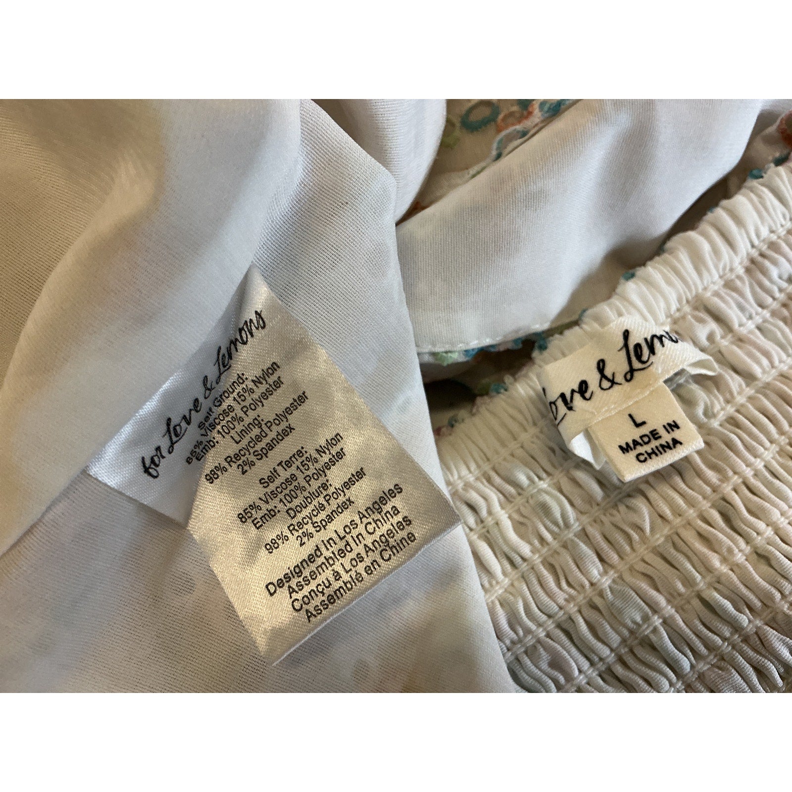 For Love & Lemons 'Denise' White Viscose Crop Top Size L