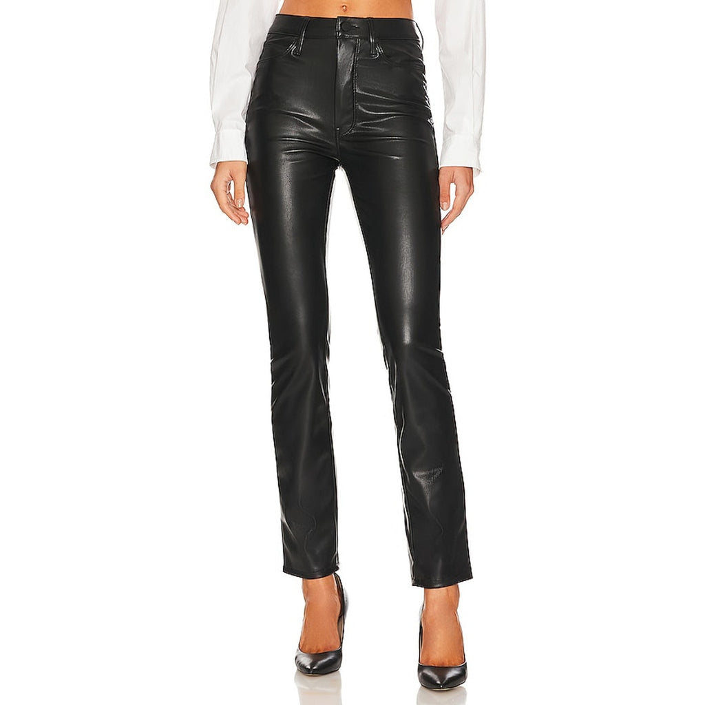 Mother 'The Dazzler' Black Polyurethane Skimp Pant Size 28