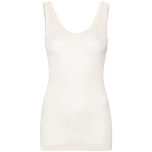 Lemaire Fine-Ribbed White Cotton Seamless Tank Top Size S