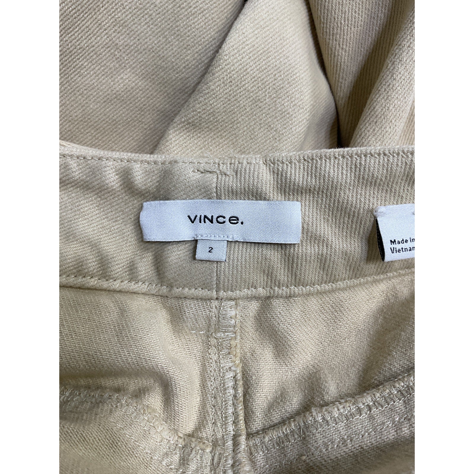 Vince Washed Twill Tan Cotton Wide Leg Pants Size 2