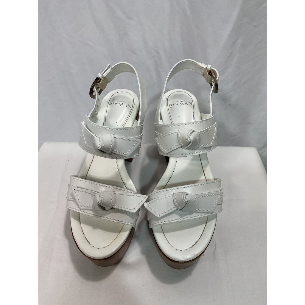 Alexandre Birman 'Clarita' White Slingback Platform Wedge Sandals Size 6.5