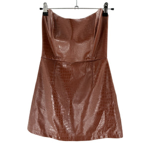 Nookie Croc Embossed Faux Leather Strapless Dress Size S