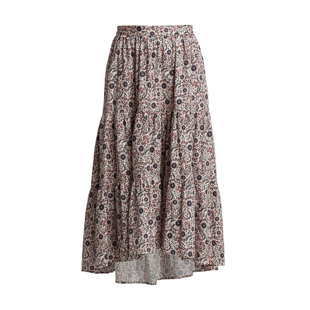 Xirena 'Iris' White Floral Tiered Maxi Skirt Size M