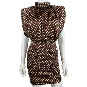 Ronny Kobo Polka Dot Brown Antares Mini Dress Size XS