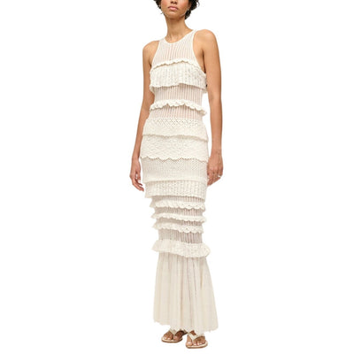 Staud Ruffled White Sorrento Dress Size S
