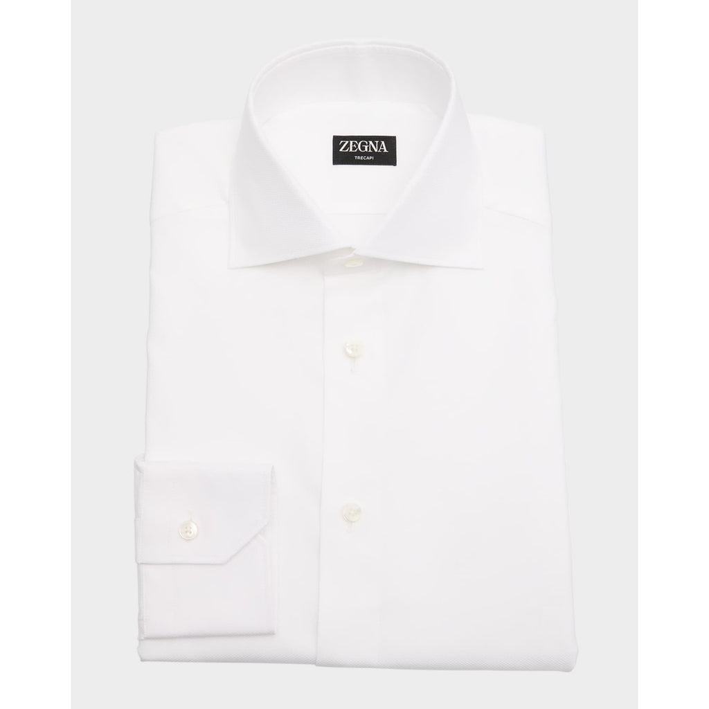 Zegna 'Trecapi' White Cotton Oxford Sport Shirt Size 42 - NWT