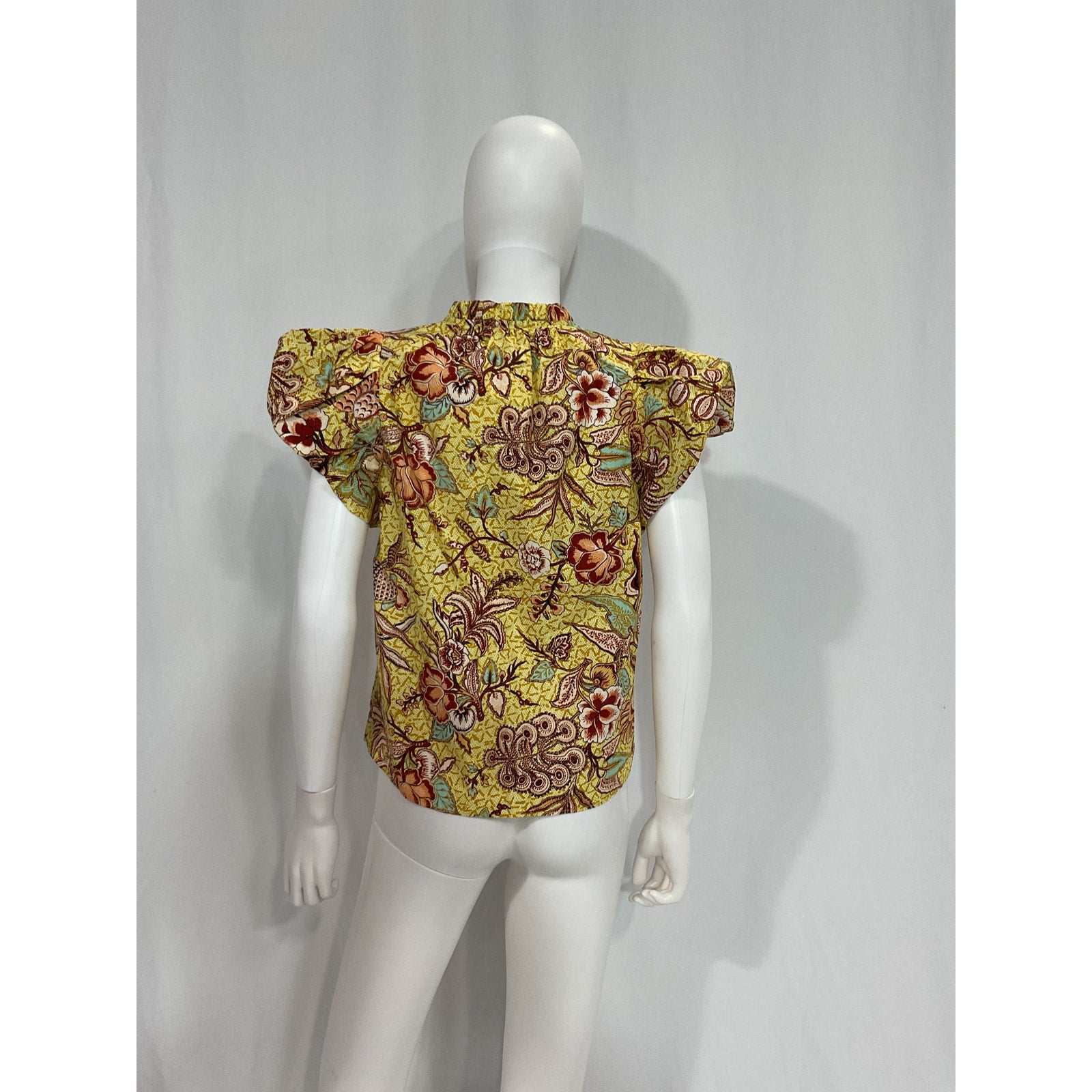 Ulla Johnson 'Evelyn' Yellow Puff Sleeve Poplin Top Size 0