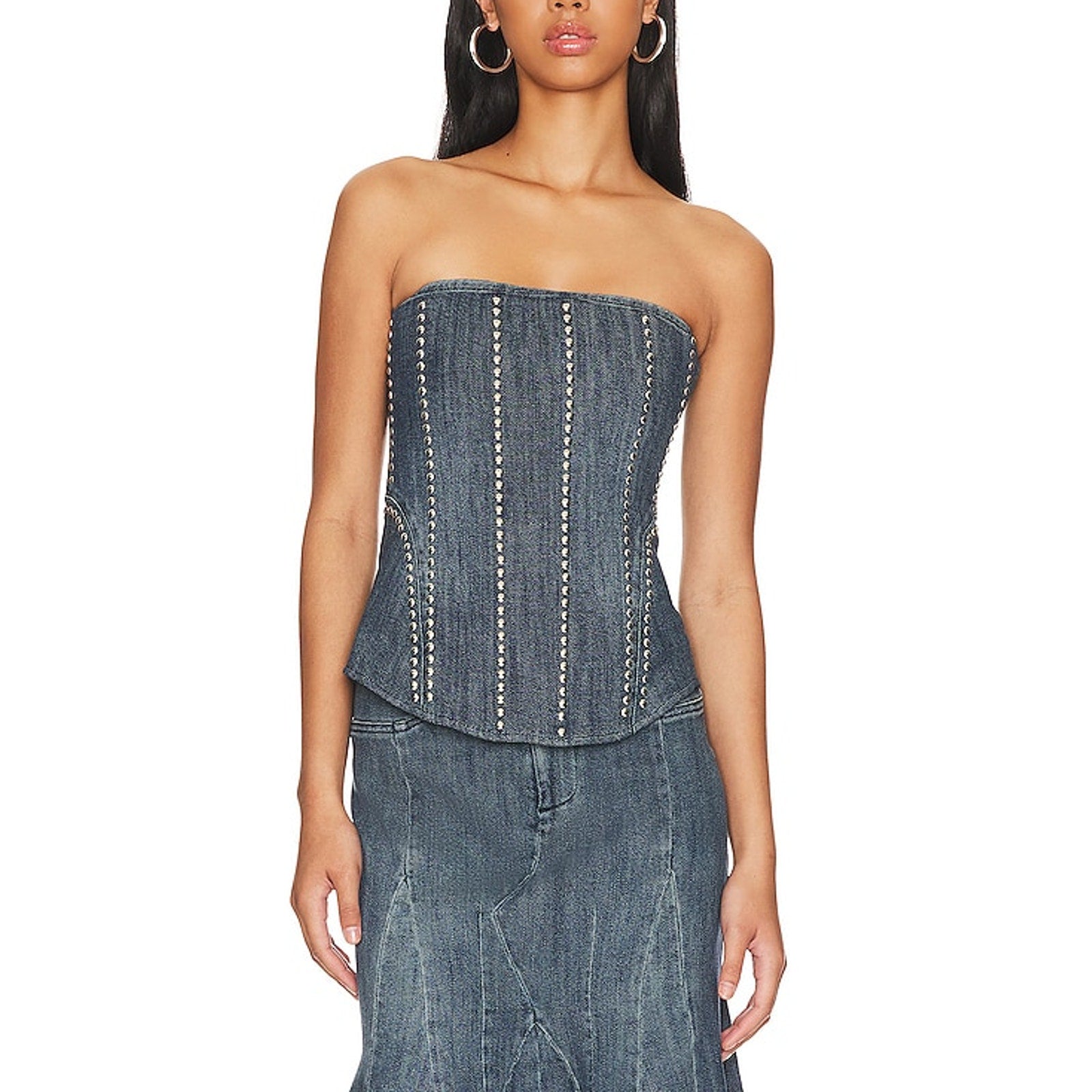 Miaou 'Libra' Blue Cotton Corset Top Size XS
