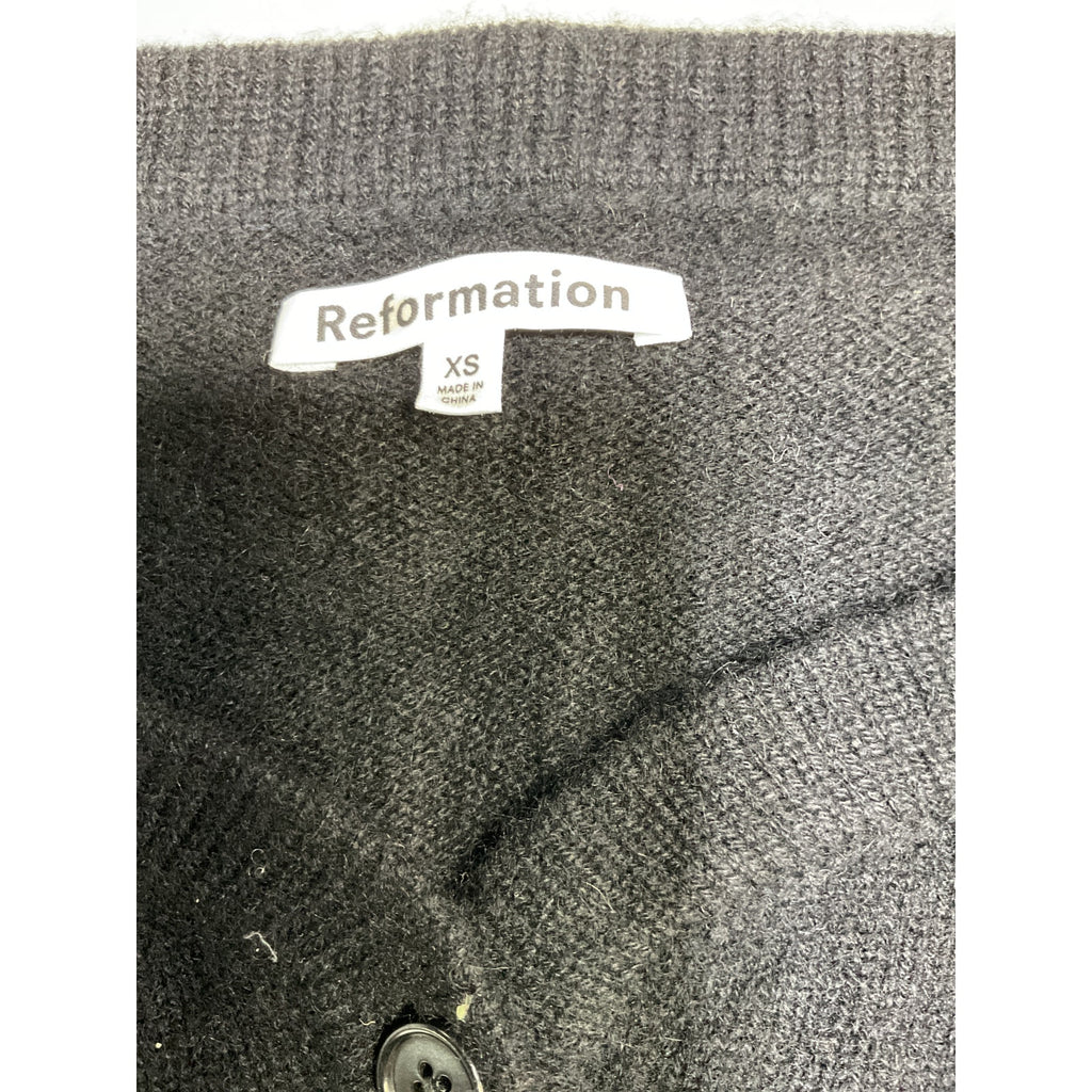 Reformation 'Millie' Black Cashmere Off The Shoulder Cardigan Size XS