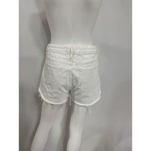 Frame Le Grand White Garcon Frayed Denim Shorts Size 29