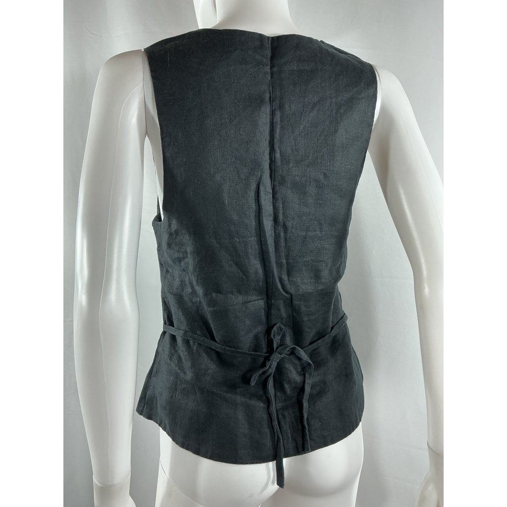 Faithfull The Brand 'Stanze' Black Linen Vest Size 6