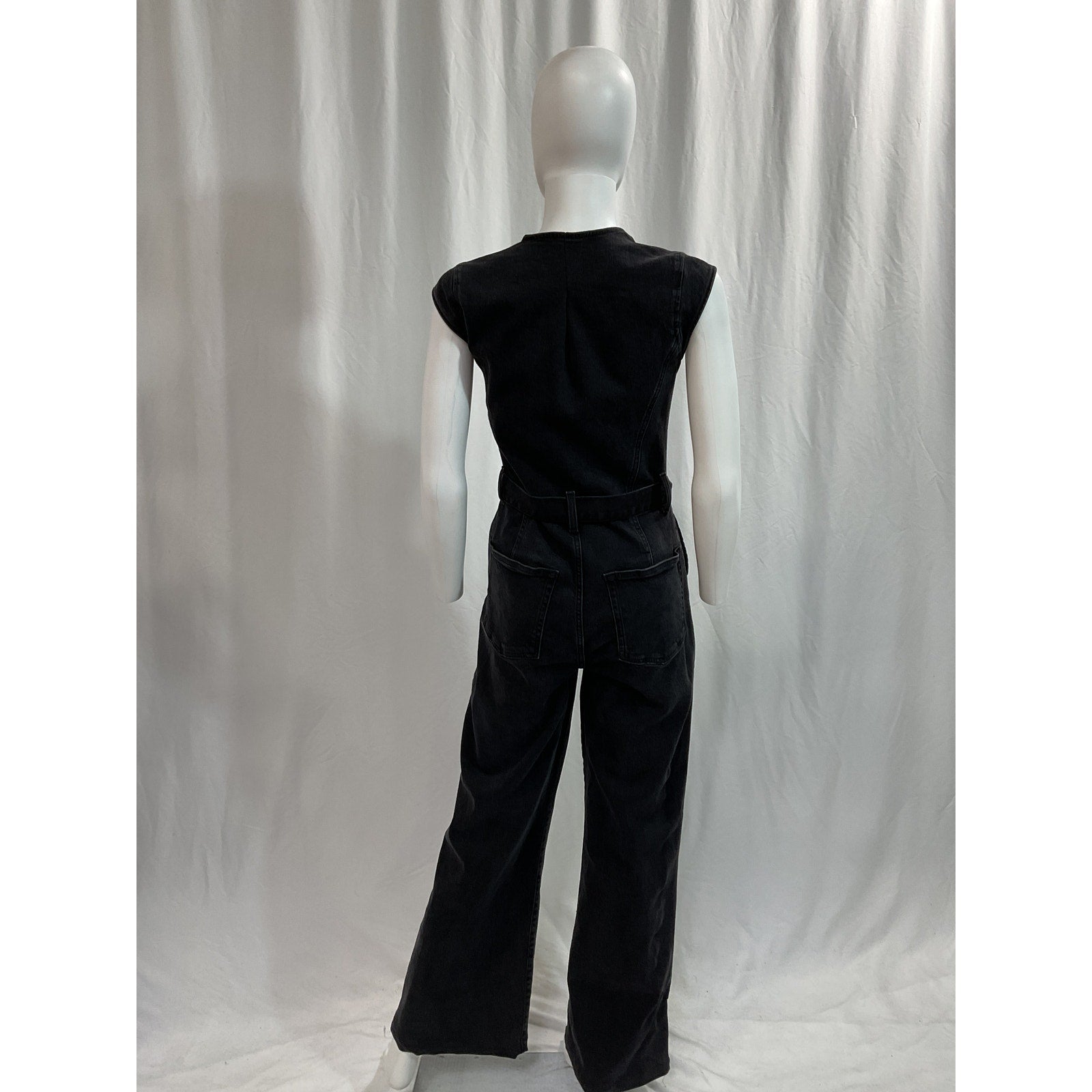Reformation 'Calypso' Black Wide Leg Denim Jumpsuit Size 6