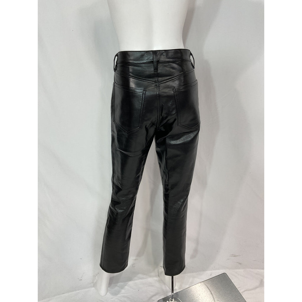 Agolde 'Recycled' Black Faux Leather Riley Long Pants Size 26