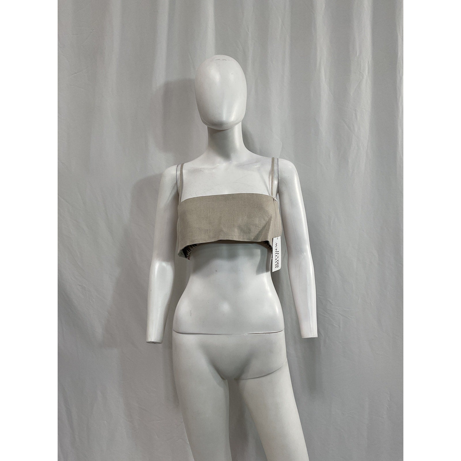 Matthew Bruch Structured Tan Linen Bandeau Crop Top Size 2 - NWT