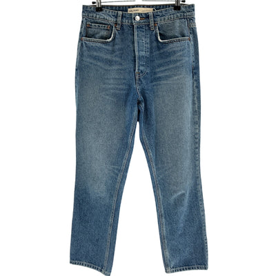 Grlfrnd High Rise Blue Karolina Straight Crop Denim Jeans Size 28