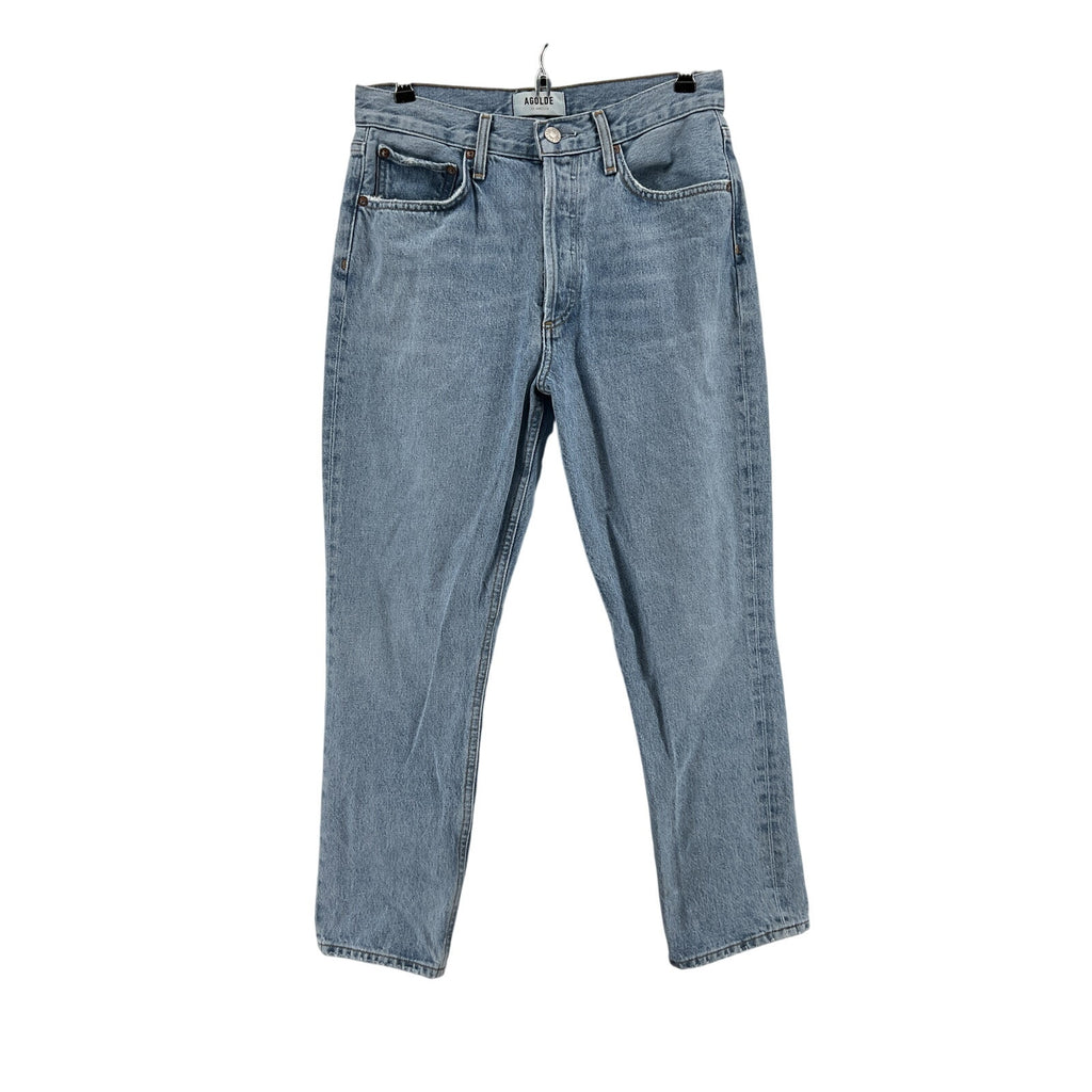 Agolde 'Riley' Blue Cotton High Rise Straight Crop Denim Jean Size 27