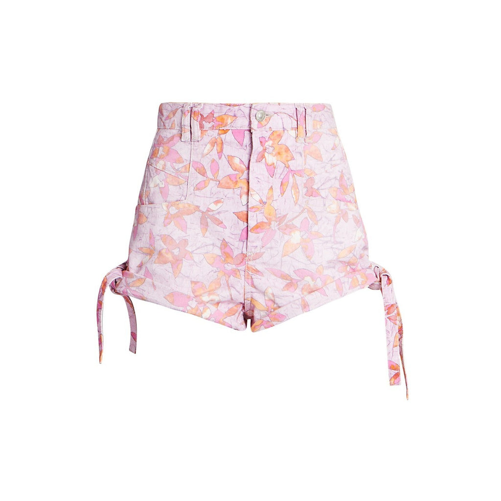 Isabel Marant 'Naesqui' Pink Floral Tie-Hem Denim Shorts Size 6 - NWT