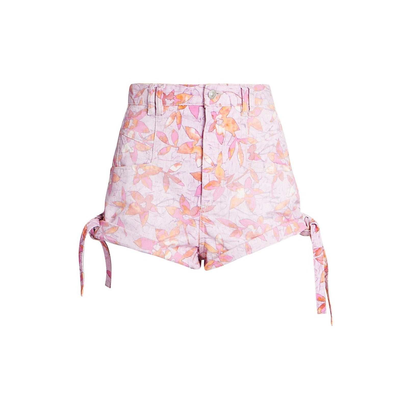 Isabel Marant 'Naesqui' Pink Floral Tie-Hem Denim Shorts Size 6 - NWT