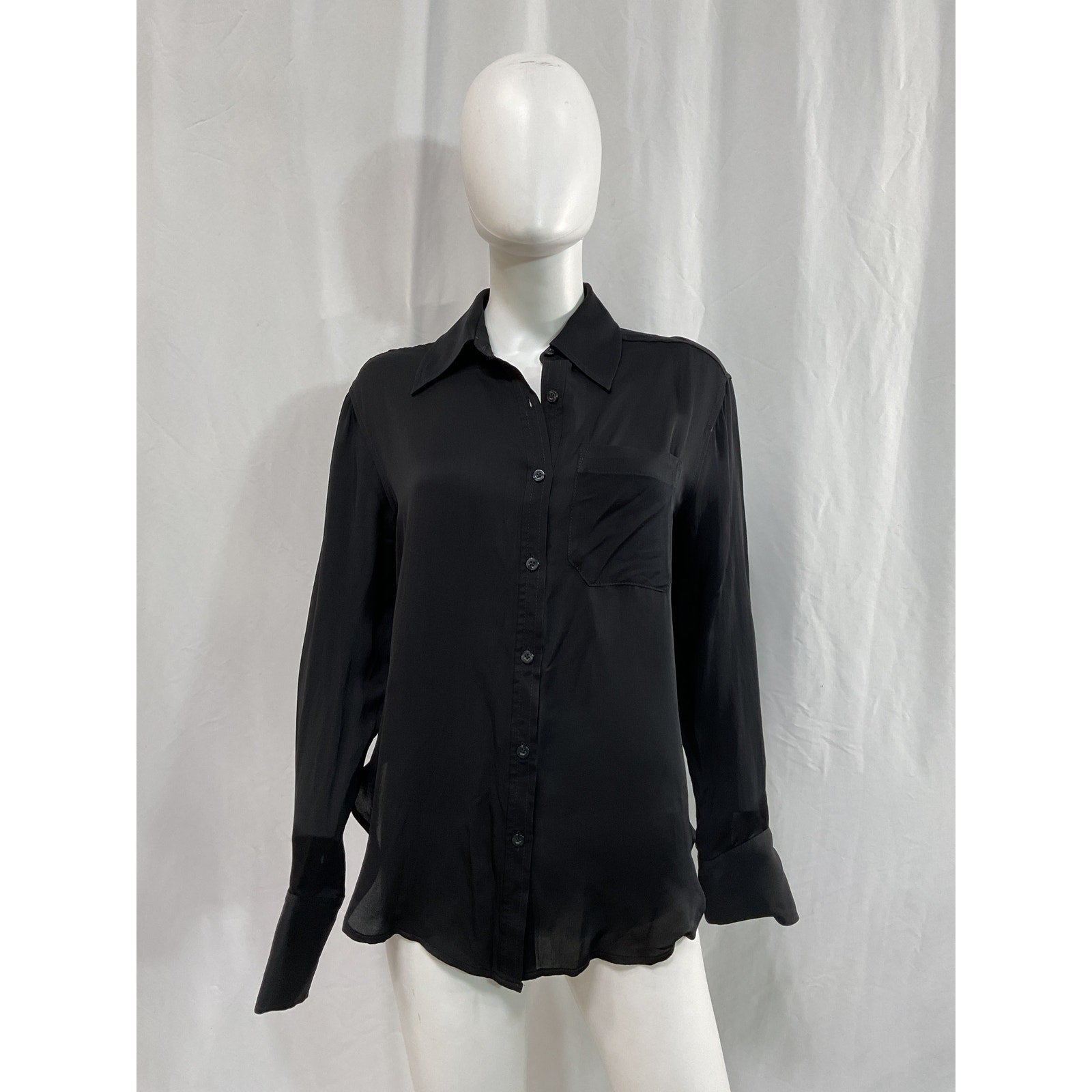 L'Academie 'Lenae' Black Crepe Shirt Size XS