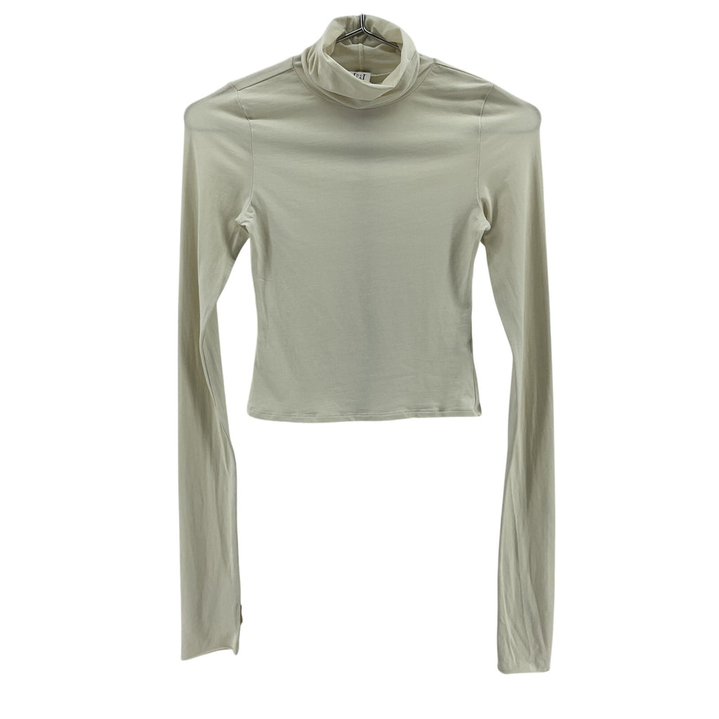 Helsa Jersey White Cotton Long Sleeve Turtleneck Size S