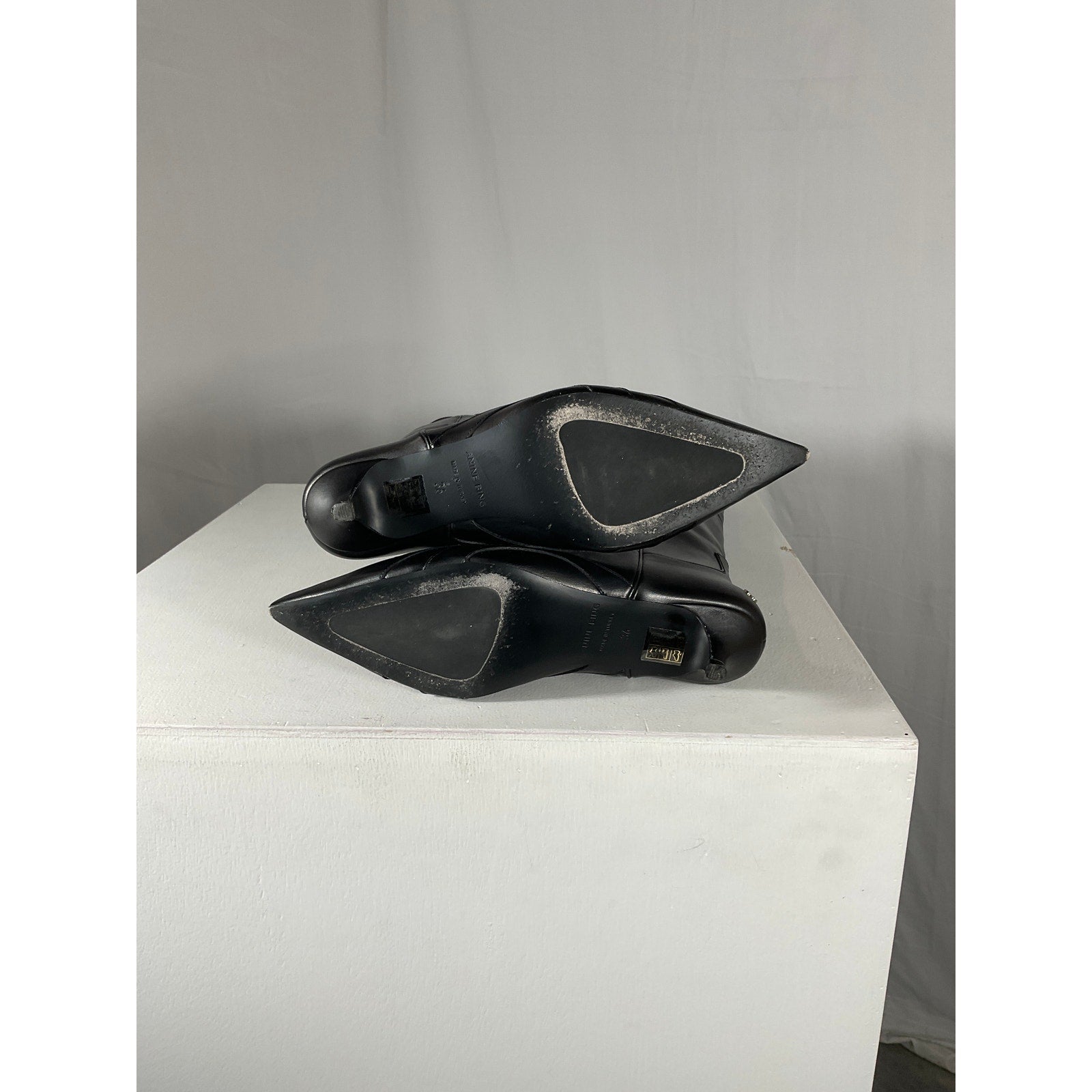 Anine Bing 'Tall Rae' Black Leather Boots Size 36