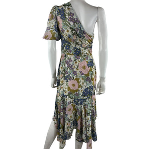Astr The Label Asymmetric Off White Retro Floral Santorini Dress Size S