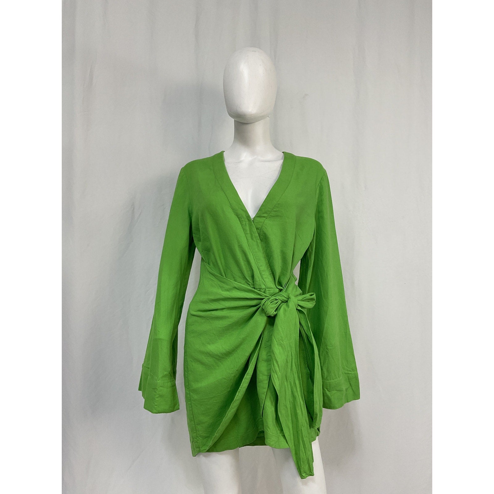 L'Academie 'The Janeiro' Green Linen Mini Dress Size M